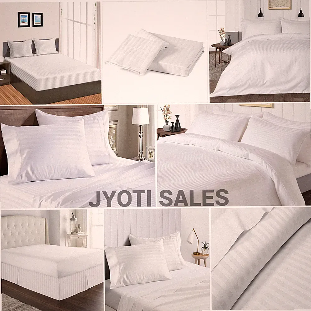 100% Cotton 800 Thread Count White Stripe Select Sheets OR Duvet Covers