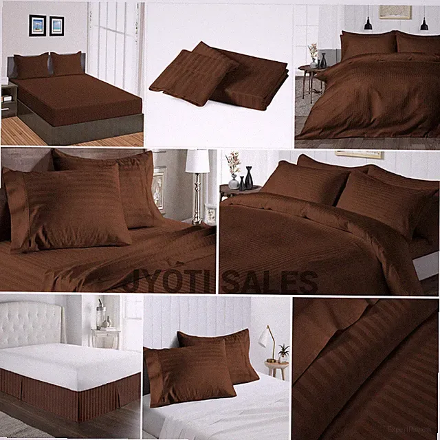 100% Cotton 800 Thread Count Chocolate Stripes Select Sheets OR Duvet Covers
