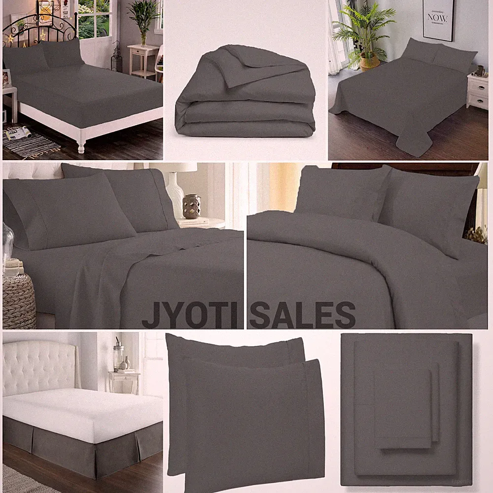 100% Cotton 800 Thread Count Gray Solid Select Bedding Sheets