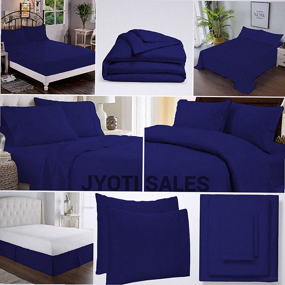 100% Cotton 800 Thread Count Navy Blue Solid Select Bedding Sheets