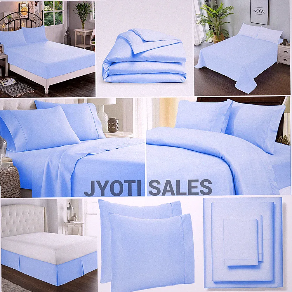 100% Cotton 800 Thread Count Sky Blue Solid Select Sheets OR Duvet Covers