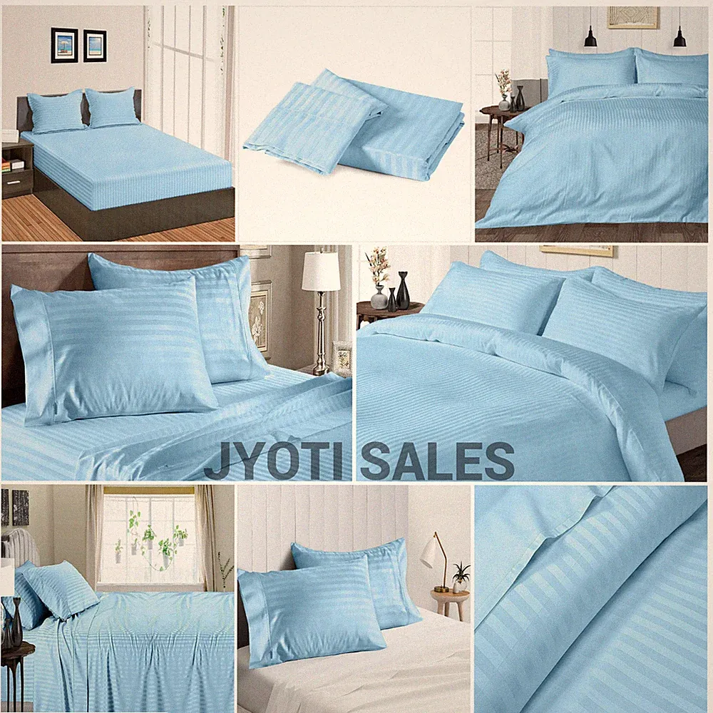 100% Cotton 800 Thread Count Sky Blue Stripes Select Sheets OR Duvet Covers