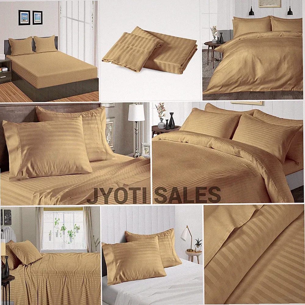 100% Egyptian Cotton 800 Thread Count Taupe Stripe Select Sheets OR Duvet Covers