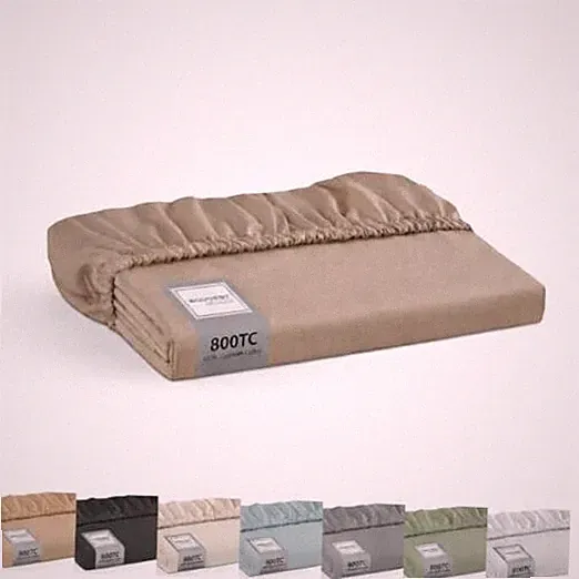 100% Egyptian Cotton Fitted Sheet Only, 800 Thread Count Sateen Queen Taupe