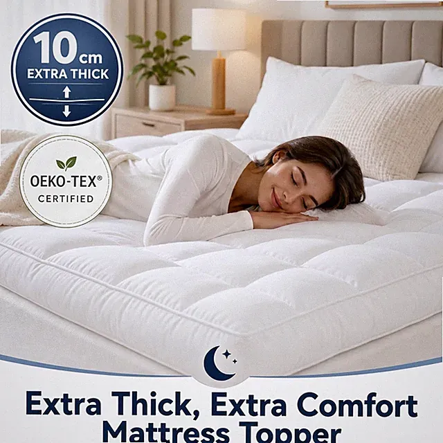 4 Inches Soft Thick Mattress Topper Quilted Cooling Mattress Topper Pad 1200GSM