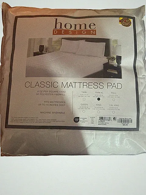Home Design Classic Mattress Pad Twin XL Size