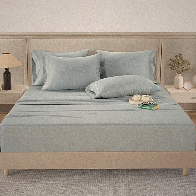 Hotel Signature 800 Thread Count Cotton 6-Piece Sheet Set, Queen Size Light Blue
