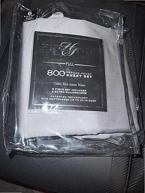 Hotel Style 800 Thread Count Cotton 6-Piece Sheet Set Full Silver New Sealed