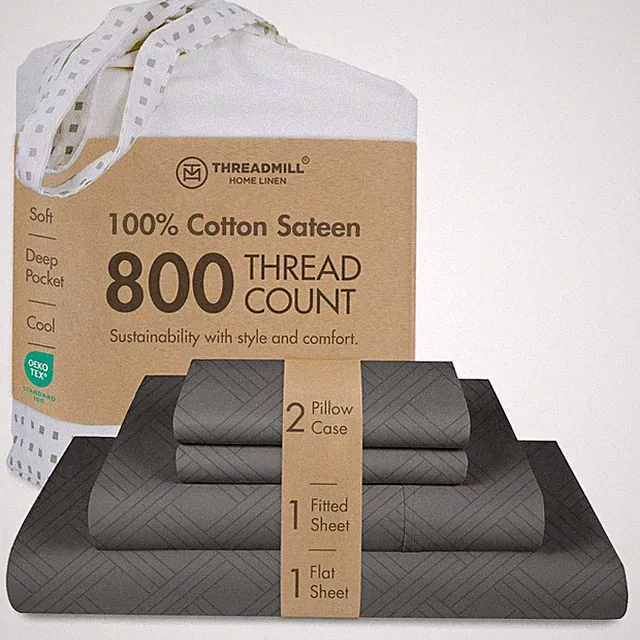 Luxury 100% Cotton King Sheets - 800 Thread Count Jacquard Celine Dark Grey,...