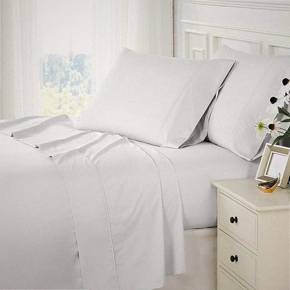 Pizuna 800 Thread Count Cotton White Queen Sheets Set, 100% Long Staple Cotto...