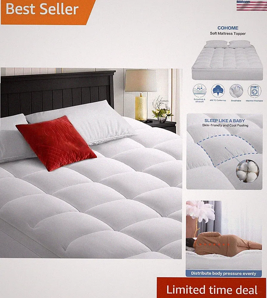 Plush Down Alternative King Mattress Cover - 400 Thread Count & Machine Washable