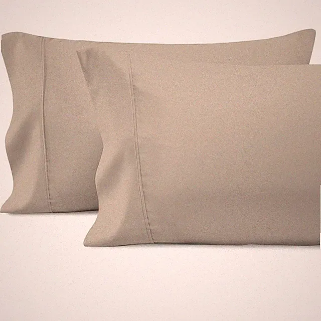Pure 100% Cotton Pillow Cases Queen Size Set of 2 Simply Taupe, 800 Thread Co...